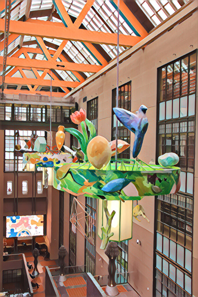 Chandeliers in the Tom Bradley wing of the Los Angeles Central Public Library