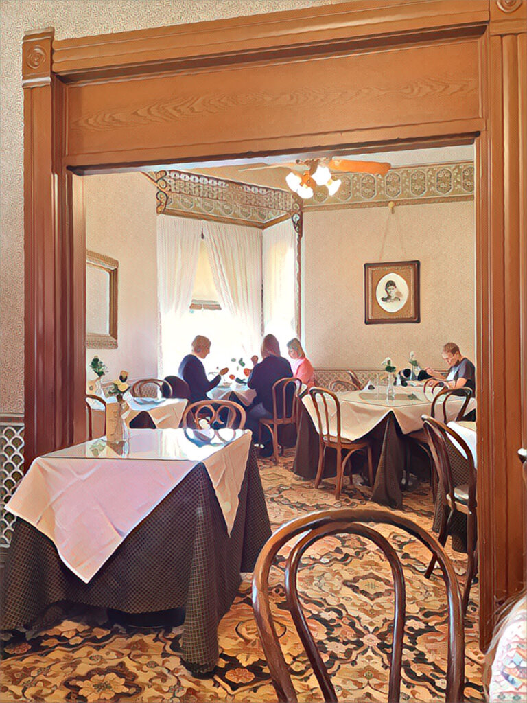view of the main dining room in the Steinbeck house and restaurant