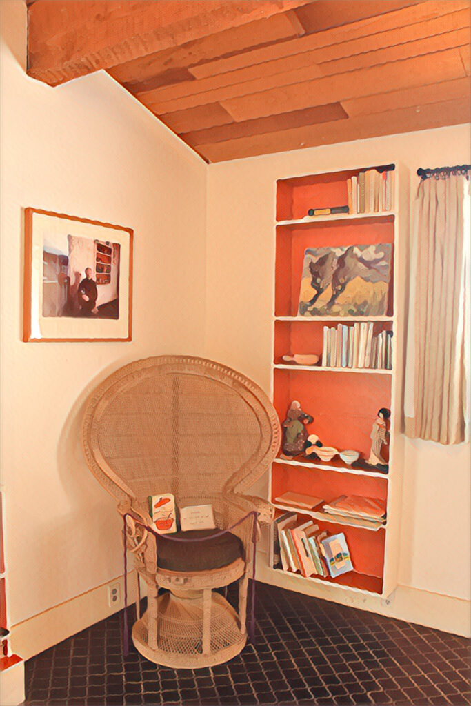 M.F.K. Fisher's beloved peacock chair at her home in Glen Ellen, CA