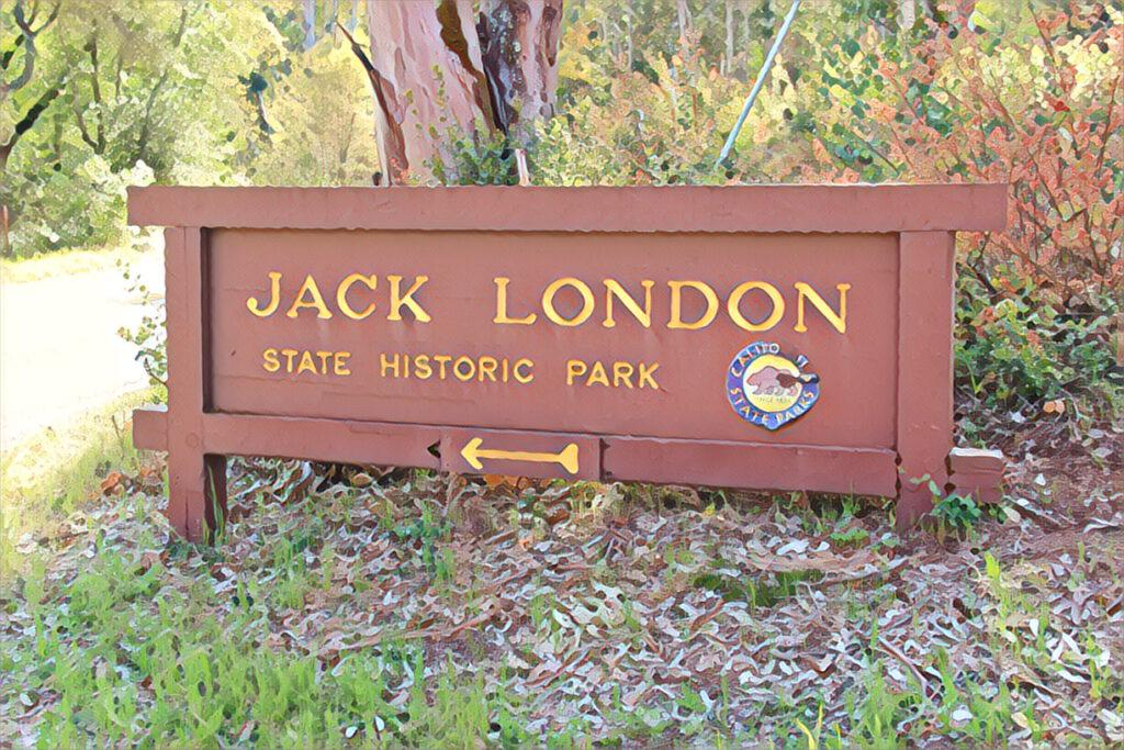 the entrance sign to the jack london state historic park in glen Ellen, California