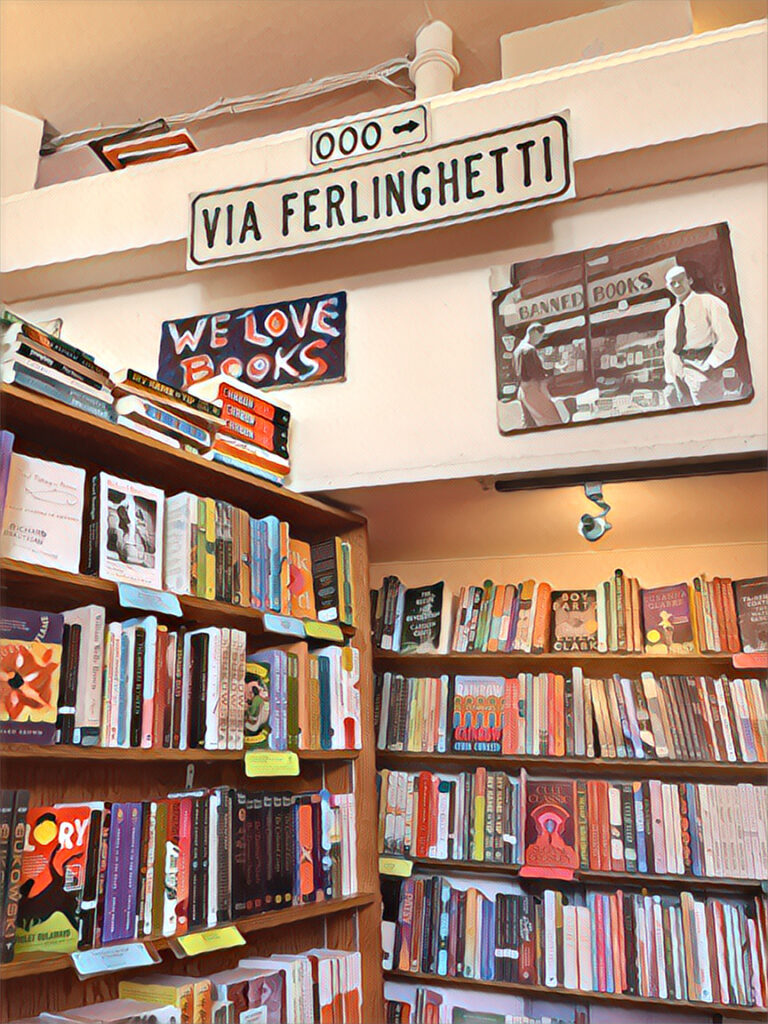 Inside the main room of City Lights Bookstore