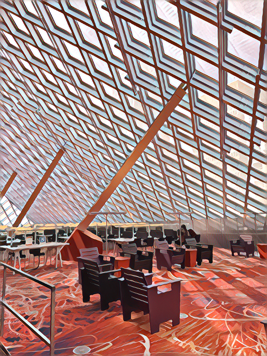 The Reading room on Level 10 at the Seattle Central Library